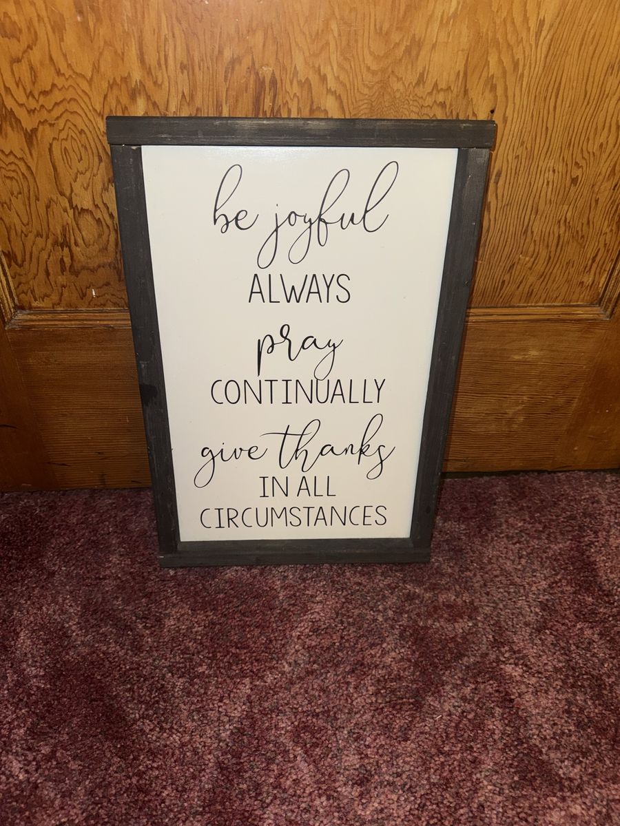 Be Joyful Always Pray Continually Give Thanks Wall Art Sign Framed Decor