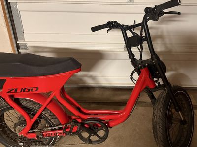 Zugo Rhino Electric Bike Red Fat Tire E-Bike with Rear Rack
