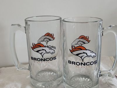 NFL Broncos Large Glass Mugs