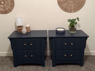 Nightstands - Charcoal Blue And Gold