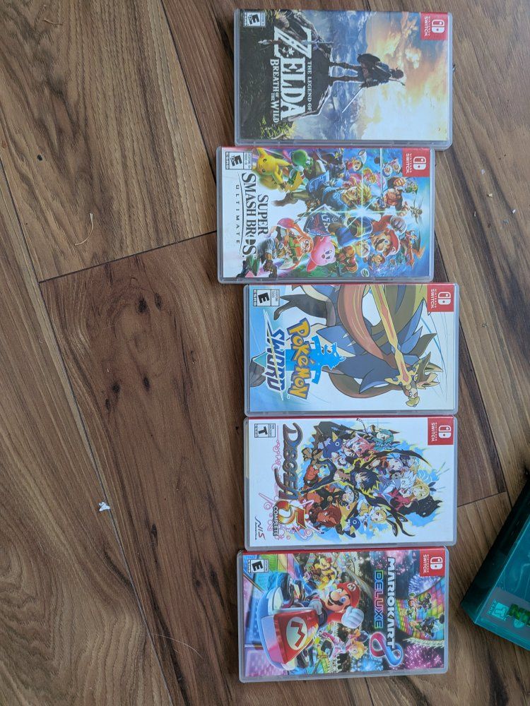 Nintendo Switch Games Bundle - Zelda, Super Smash Bros, Pokemon Sword, Disgaea 5, Mario Kart 8