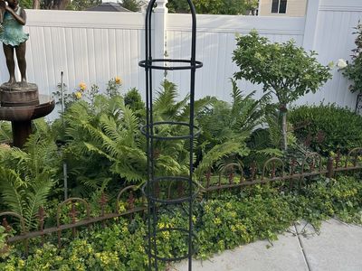 Garden trellis about 6 foot tall. It is plastic. Was used for a clematis.