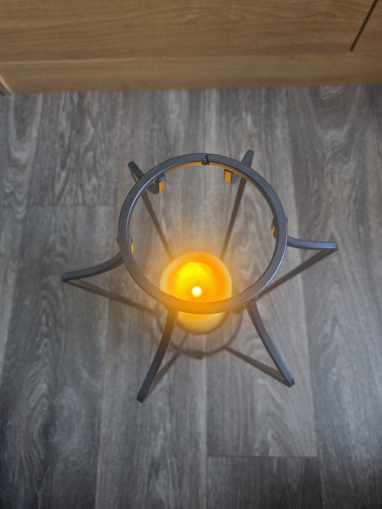 Decorative Metal Candle Holder Lantern with Faux LED Candle - Black Finish