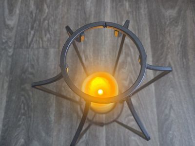 Decorative Metal Candle Holder Lantern with Faux LED Candle - Black Finish