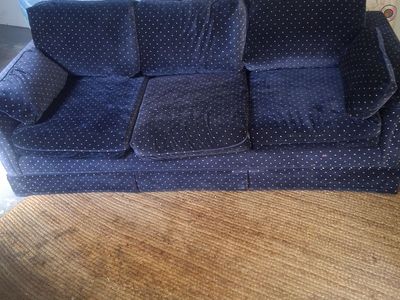 Navy Blue Polka Dot Three-Seater Couch