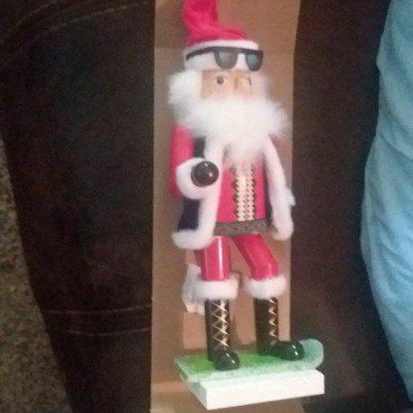 Cool Santa Nutcracker Figurine with Sunglasses and Snowboard - Unique Christmas Decor