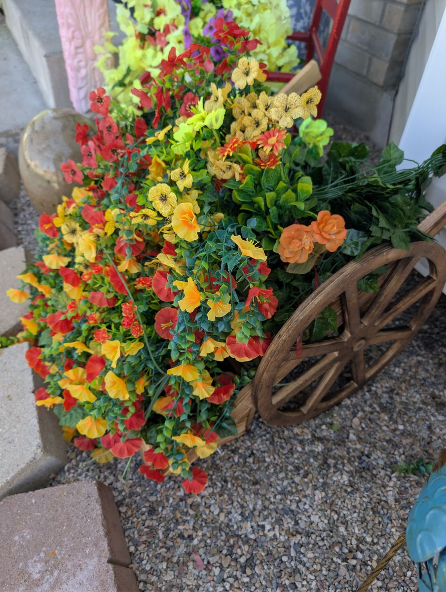 wooden. cart two tier planter new