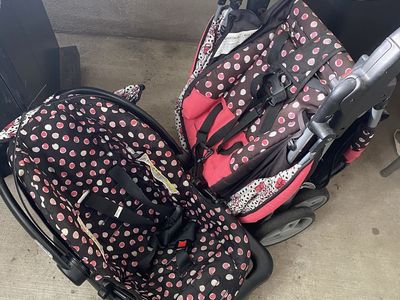Minnie Mouse car seat, base, stroller