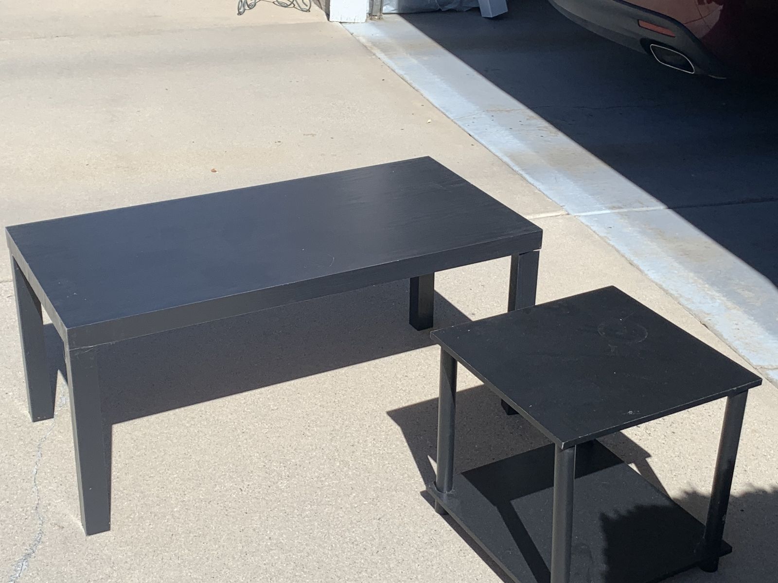 Lightweight Black Coffee Table (19x39x17) & Matching End Table (16.5x15.5x16)
