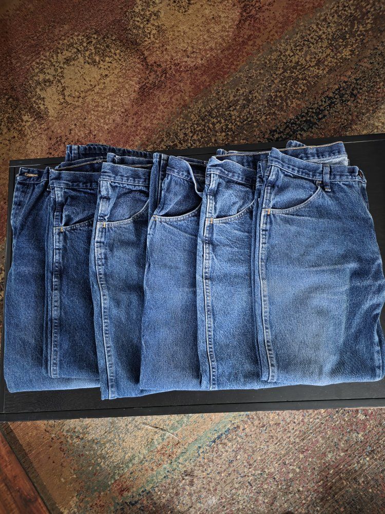Rustler Men's Blue Jeans - Size 36x30 - Durable 100% Cotton Denim 6 pair