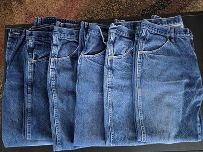 Rustler Men's Blue Jeans - Size 36x30 - Durable 100% Cotton Denim 6 pair