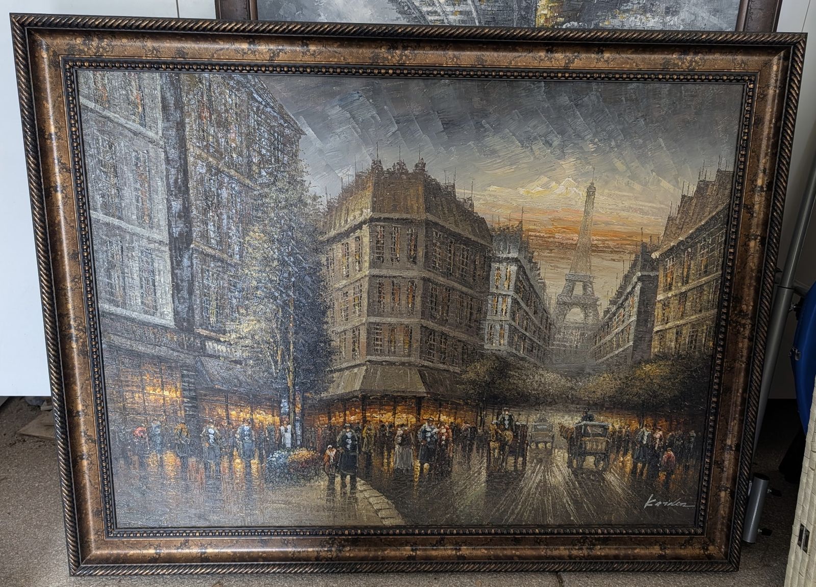 Hand-Painted Paris Eiffel Tower Wall Art – 42” x 54” - $225