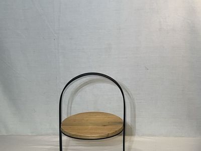 2-Tier Round Wood & Metal Dessert Stand Cupcake Holder Display Shelf