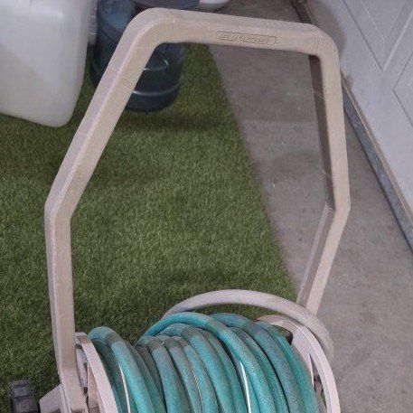 Suncast Portable Hose Reel with Green Garden Hose - Durable & Convenient for Yard Work