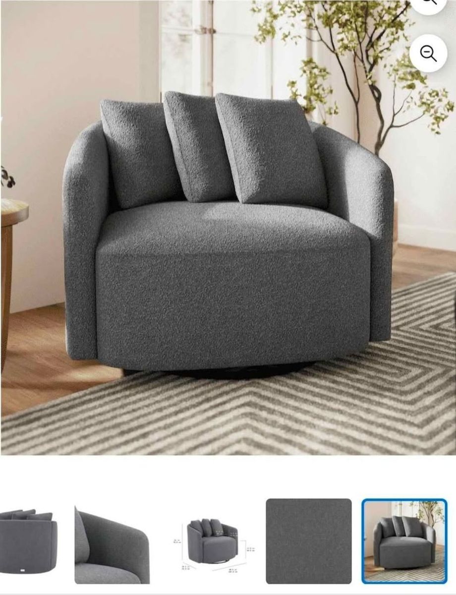 Gray Boucle Swivel Accent Chair  #40