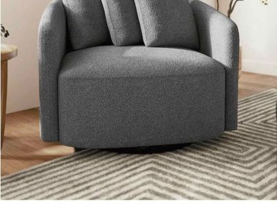 Gray Boucle Swivel Accent Chair #40