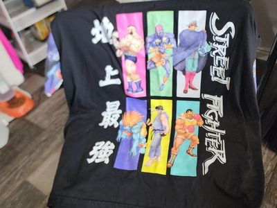 Street Fighter Graphic T-Shirt, Men's 4XL, Black with Character Print