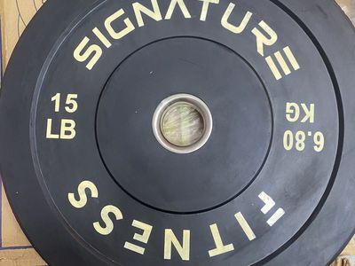 2ea 45LB AND 2ea 15LB BUMPER BARBELL WEIGHTS