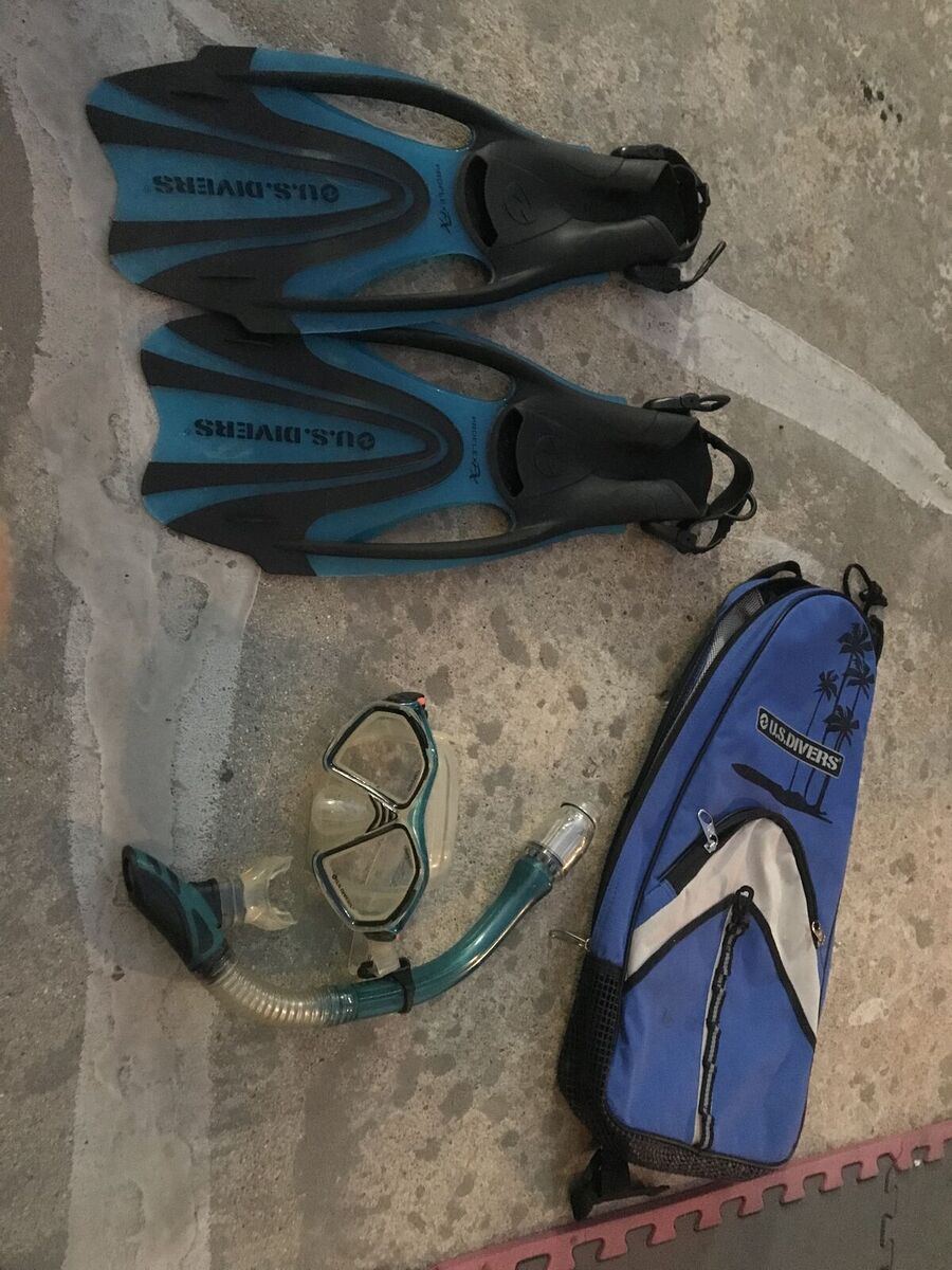Scuba Dive in snorkel set mask, Fins, snorkel and bag