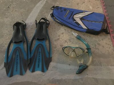 Scuba Dive in snorkel set mask, Fins, snorkel and bag