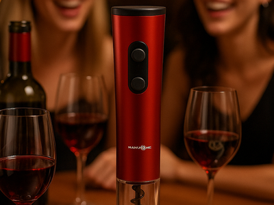 Electric Wine Opener – Automatic Corkscrew – Batteries Included – Red or Blue – $8