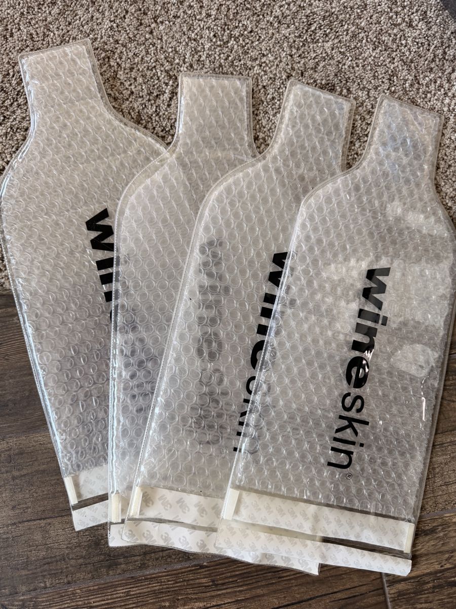 WineSkin Bubble Wrap Travel Protection Bags for Wine & Liquor Bottles - Set of 5