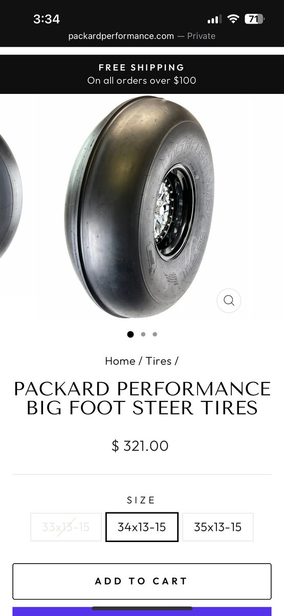 Front Steer Tires 34x13.x15