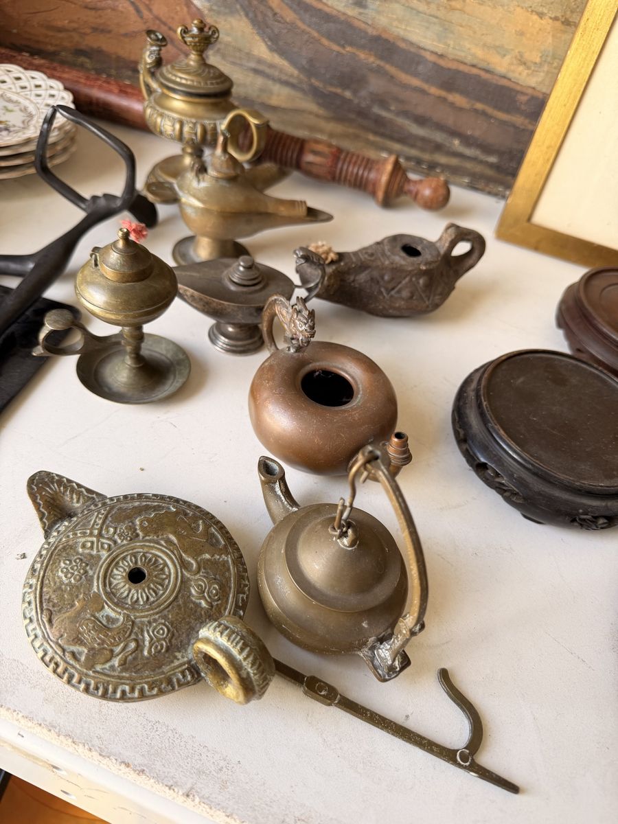 Lot of Antique Oil Lamps