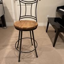 Set of 6 Rustic Industrial Swivel Bar Stool with Wood Seat & Metal Frame