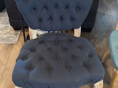 Tufted Fabric Dining Chair - black Upholstered Accent Chair with Wood Legs