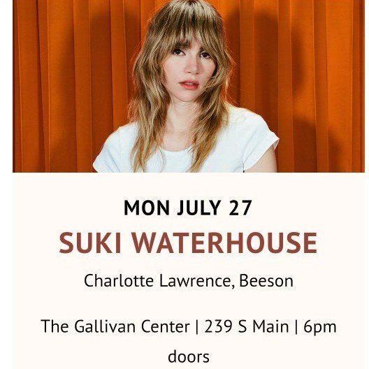 Suki Waterhouse Concert Tickets - July 27th at The Gallivan Center w/ Charlotte Lawrence, Beeson