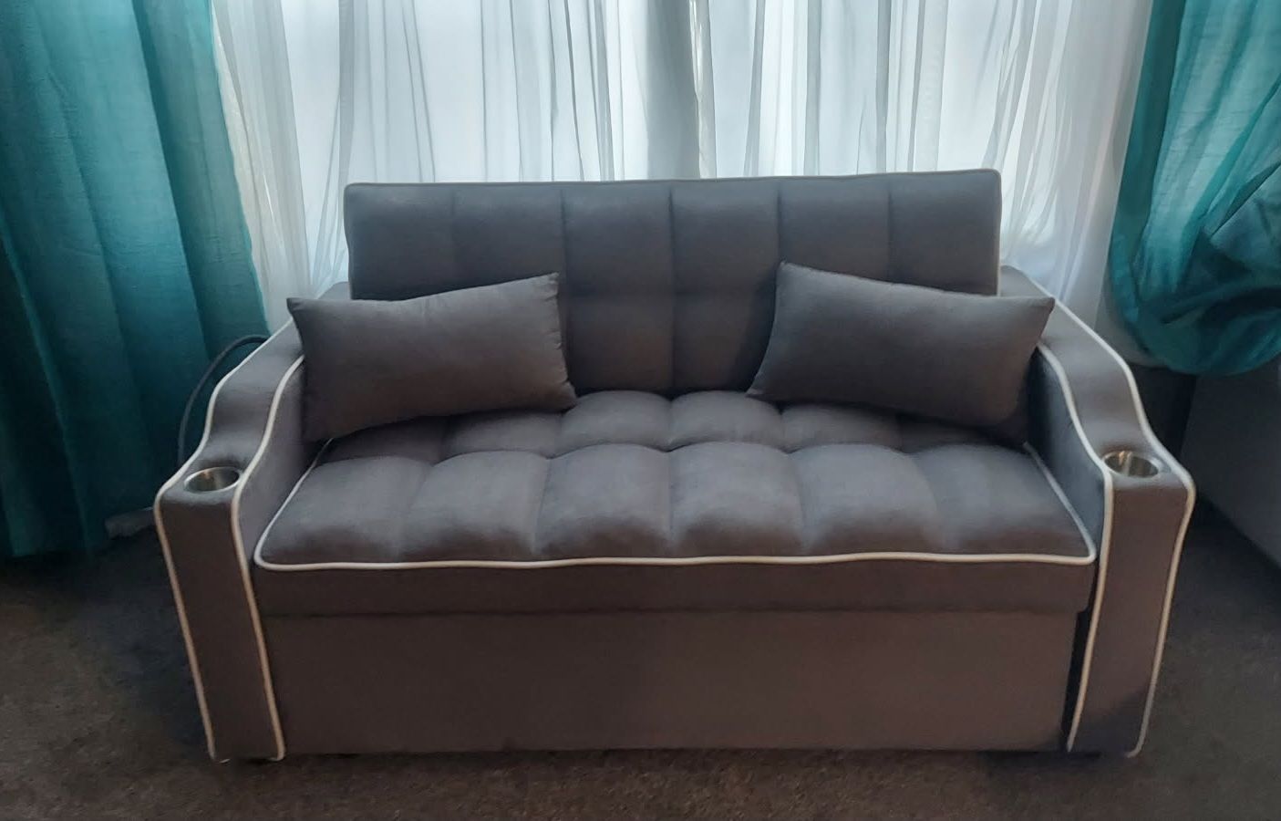 Brand new 3-in-1 Velvet Convertible Sofa Bed with charging port