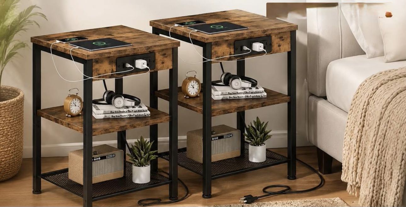 End Tables with Charging Station – Set of 2- USB