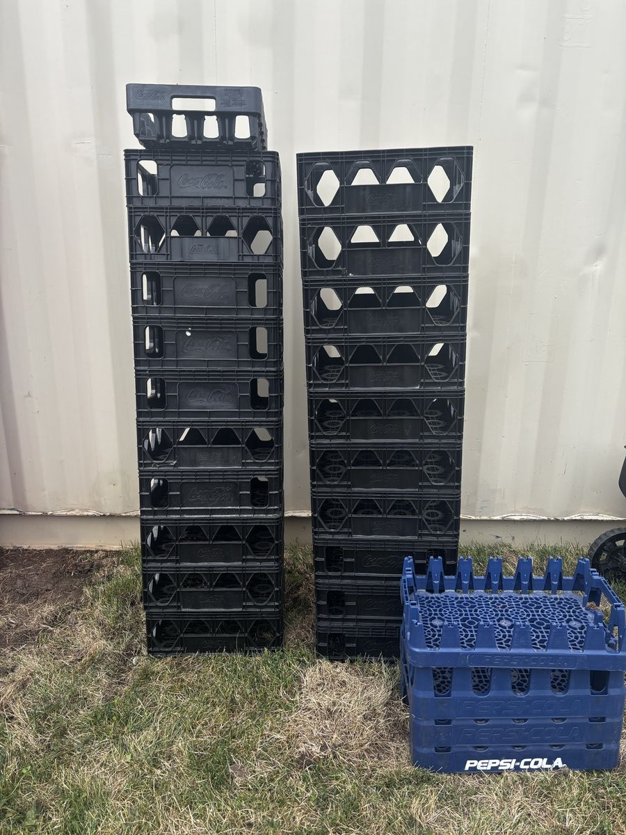 Used Coca-Cola & Pepsi-Cola Plastic Crates - Black & Blue Beverage Holders