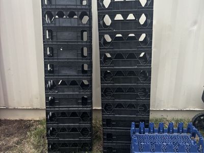 Used Coca-Cola & Pepsi-Cola Plastic Crates - Black & Blue Beverage Holders