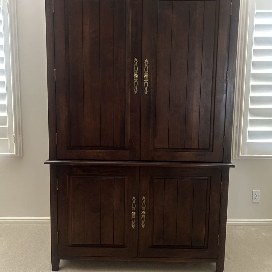 Wooden Entertainment Center Armoire with TV Cabinet & Storage Drawers