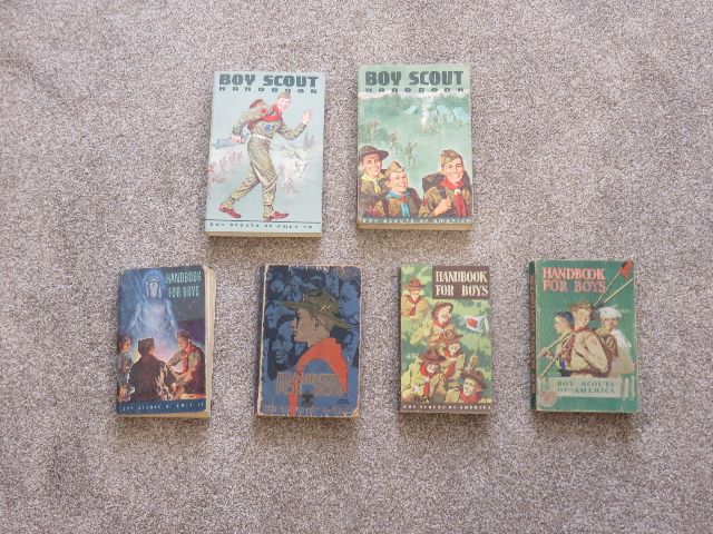 LOT OF 6 BOY SCOUTS OF AMERICA "HANDBOOK FOR BOYS" FROM YEARS 1933 - 1967