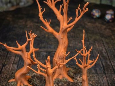3D Printed Dead Trees – Tabletop Terrain (Set of 4) DnD