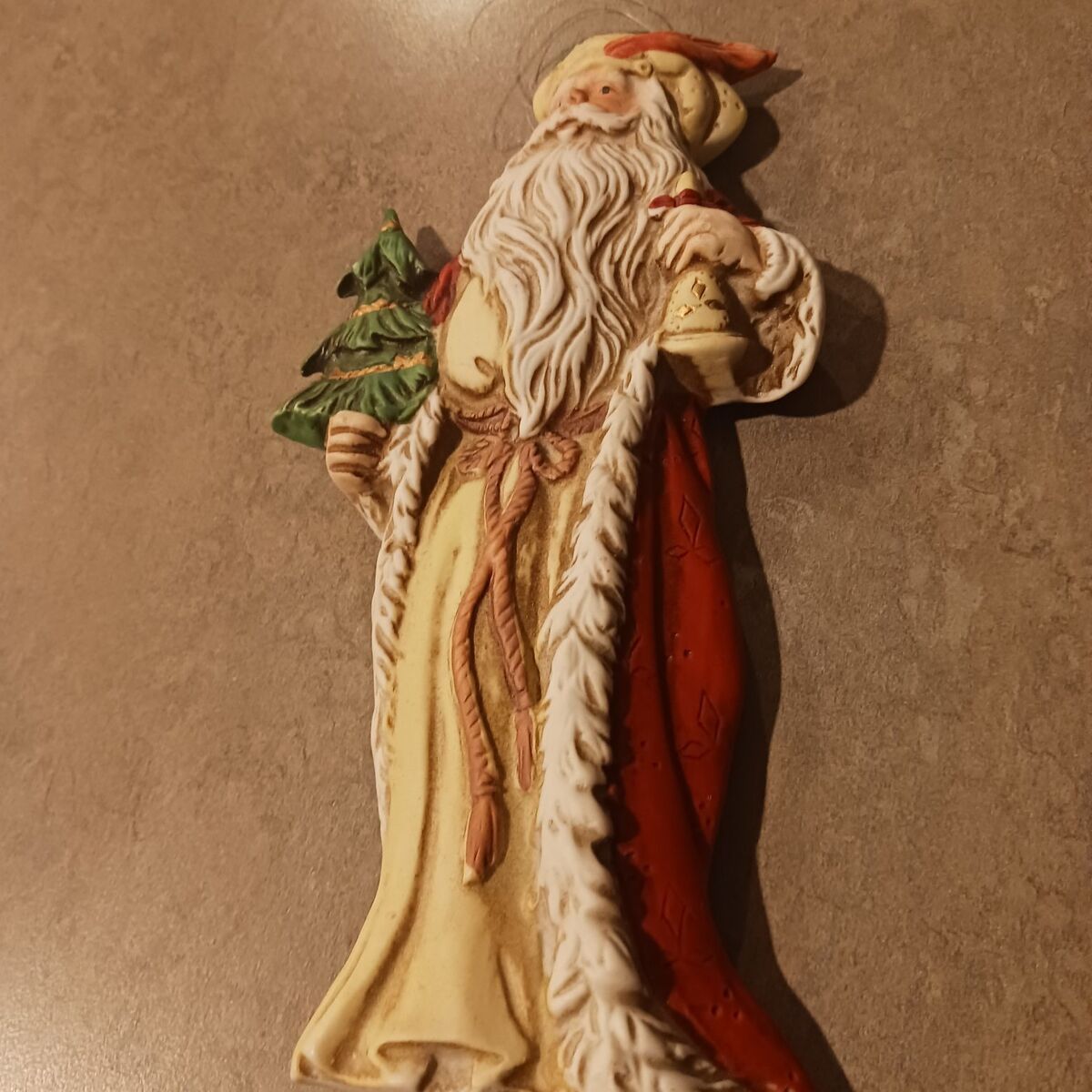 SOLD Santa with bell and tree ornament