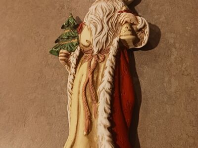 SOLD Santa with bell and tree ornament