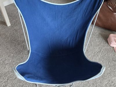 Folding Butterfly Chair - Blue Canvas Frame Chair