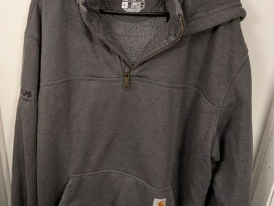 Gray Carhartt Rain Defender 1/4 zip hoodie pullove
