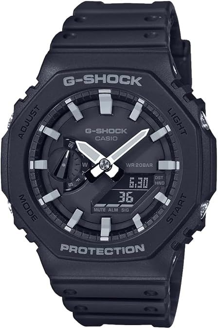 Casio Men GA-2100-1AER G-Shock Carbon Core Octagon Series Watch -Black, Black, Strap. NEW