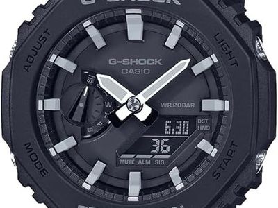 Casio Men GA-2100-1AER G-Shock Carbon Core Octagon Series Watch -Black, Black, Strap. NEW