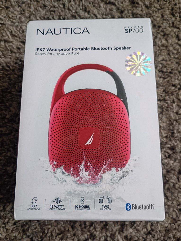 Nautica Hayman SP700 IPX7 Waterproof Portable Bluetooth Party Speaker - Red, 16W Output