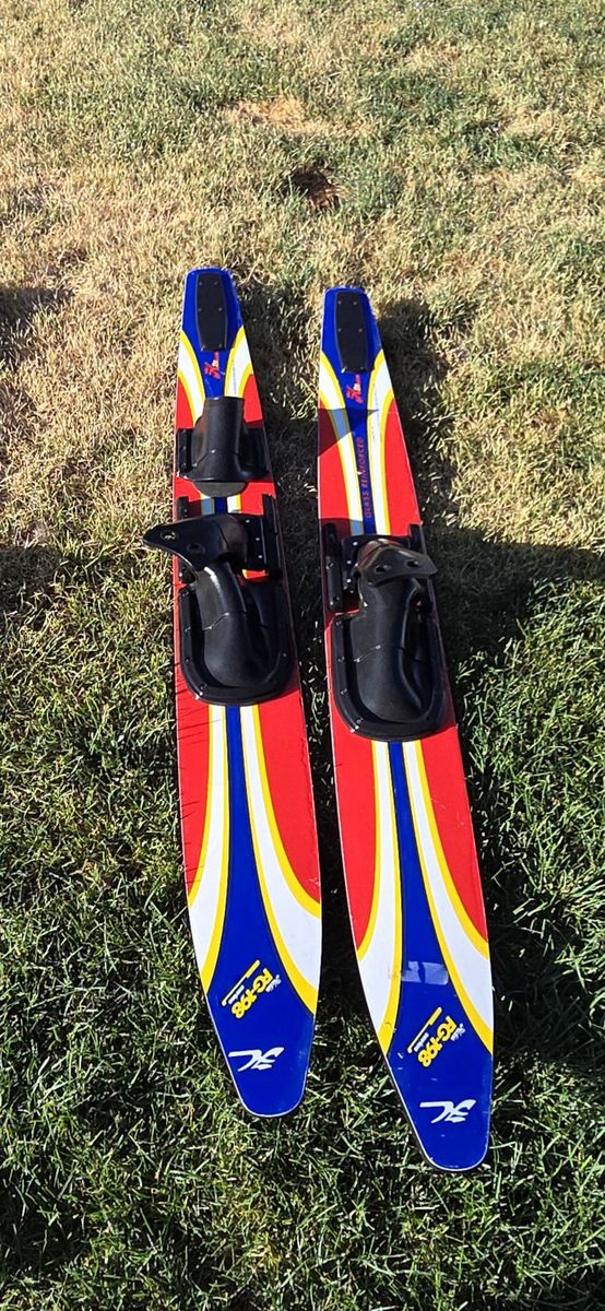 JK Sports FG-198 Glass Reinforced Water Skis - Red/Blue/White