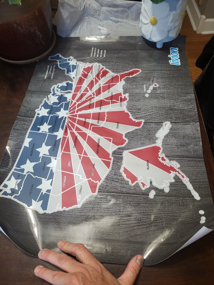 Livion US Map scratch off buclet list Patriotic State Map Sticker Art, 22x34 inches