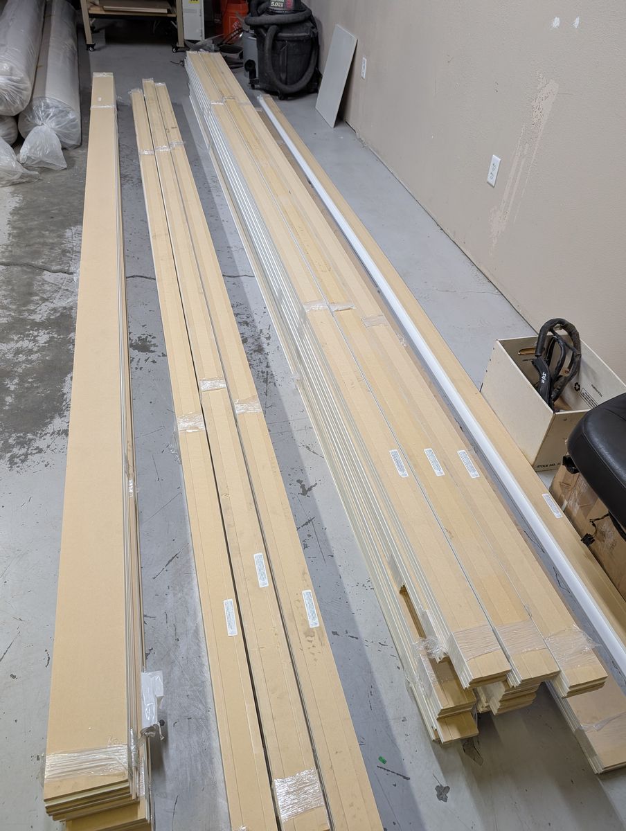 MDF Baseboard and Door Casing, Rectangular profile, 3.25" (1,768 feet) + 5.5" (416 feet)