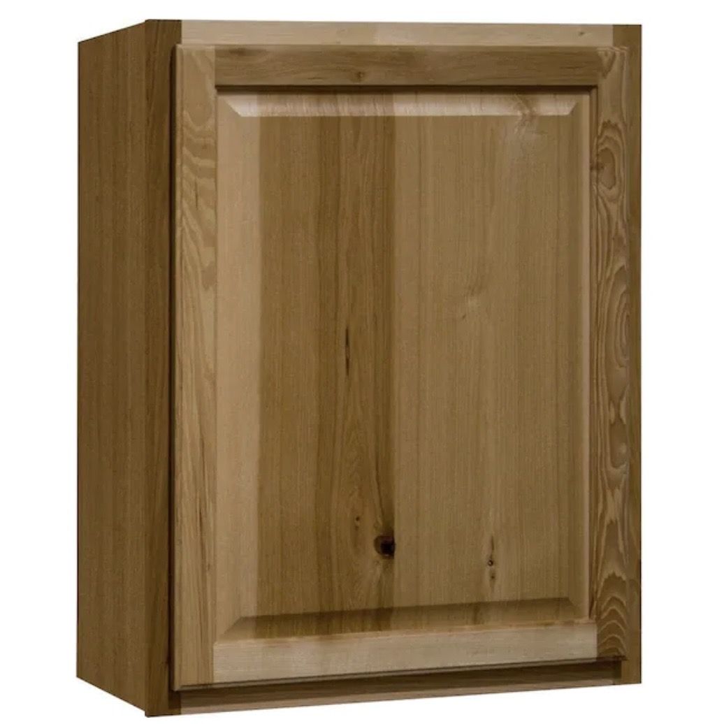 Hampton Bay Hampton 24 in. W x 12 in. D x 30 in. H Assembled Wall Kitchen Cabinet in Natural Hickory