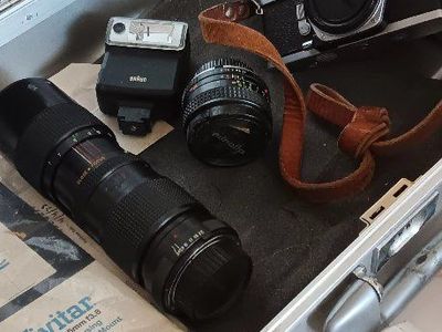 Zero Halliburton Vintage Aluminum Camera Case with Minolta Camera, Vivitar Lenses, and Accessories